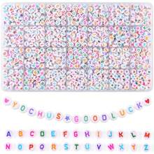1200/840pcs 24/28 Grids A-Z White&Black Round Acrylic Letter Beads Loose Alphabet Beads For Jewelry Making Handmade DIY Fashion Bracelet Necklace Crafts Kit, White&Black White&Golden White&Multicolor Multicolor&Golden Black&Multicolor - White - View 3