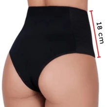 KIT 2 Calcinhas Cinta Modeladora (P ao 52) Plus Size | Pós Parto Cinta Cós Alto Não Marca Culote Vestido Abdominal - Preto - Visão 3