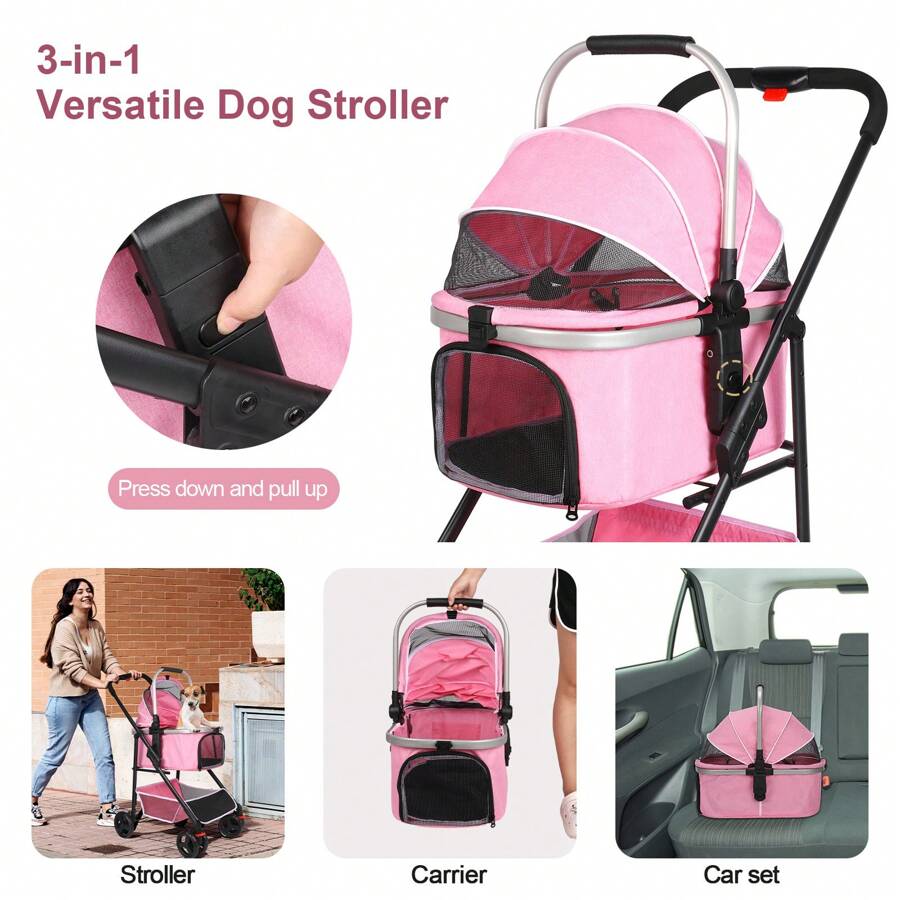 Wedyvko 3In1 Dog Stroller For Small Medium Dogs, Upgraded Versatile
