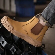 男女劳保鞋保暖钢头鞋建筑工地防砸防刺穿鞋工作鞋 - 黃色 - 查看 1