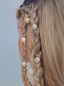12 Piezas Rosas Doradas Cadena Accesorios Para Cabello - Dorado - Ver 1