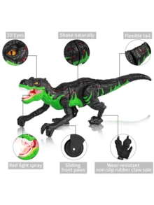 Adult Remote Control Dinosaur Gift Toy, Realistic Electric Walking Dinosaur Figure Rechargeable RC Dinosaur Robot Simulates Fire Breathing, Light And Sound - Green Remote Control Dinosaur - View 6