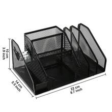 1pc Multi-Functional Metal Pen Holder, Grid Storage Box, Iron Wire Creative Student Desk Organizer Box - Black - View 3