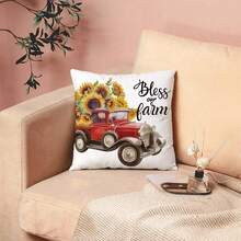 1 Miếng Hoa Hướng dương Và Ô tô/xe hơi Mẫu Số In ấn Polyester Trang trí Vỏ gối Đối với Phòng khách , Phòng ngủ , Sofa ( Cái gối Không bao gồm ) Với Ẩn giấu Dây kéo - Nhiều màu - Xem 6