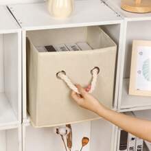 1pc 11 Inch Milky White Cube Storage Bins, Fabric Cube Organizer Box Single Sided  Rope Handle,Foldable Cube Storage Baskets For Shelf, Closet Organizers And Storage Box, Bedroom Dorm Accessories, Home Organization And Storage Supplies