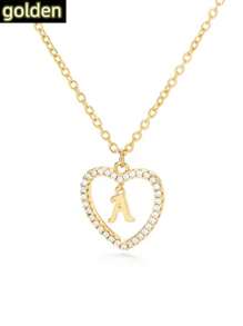 1 pieza Collar con colgante de corazón y letra de moda para mujeres, collar con dije con contorno de corazón y letras del alfabeto del A al Z, personalizable con nombre o aniversario, versátil para uso diario