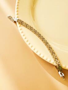 Pulsera Esclava Hombre y Mujer Eslabón Acero Plata Regalo Novio Amor Brilloso - Plateado - Ver 1