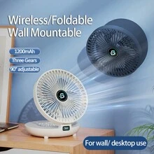 1PC Rechargeable 1200mAh Foldable Desktop Fan Wall Mountable Fan, Portable Air Conditioner, Folding Fan, Table Fan, Small Portable Fan Perfect For Office, Home, Kitchen, Outdoor, 90° Adjustable, Quiet Operation, With Trackless Hook, Three Gears Adjustment, Two Colors Available.