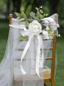 1入組婚禮椅子花裝飾人工花藝擺設椅背走道花裝飾,適用於婚禮、派對等場合 - 彩色 - 查看 14