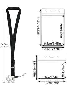 1pc Black Detachable Lanyard With 2 ID Card Holders, Teacher Neck Strap For Keys, Keychains, With Waterproof Transparent ID Card Slots, Phone Lanyard With Quick Release Buckle, Suitable For Women, Men, Students Car Accessories Bag Charm Backpack For School - Black - View 2