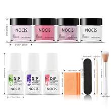 11入組粉末狀美甲套裝對於初學者,4色透明裸色顏色金屬亮絲粉末狀系統液體成套工具帶15ml底座和適用於法語指甲片DIY沙龍 - 藍色 - 查看 4