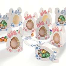 10入組復活節兔子彩蛋糖果盒diy創意復活節禮品包裝盒兔子紙質禮品盒,適用於派對、宴會、生日、婚禮、復活節裝飾 - 粉色 - 查看 2