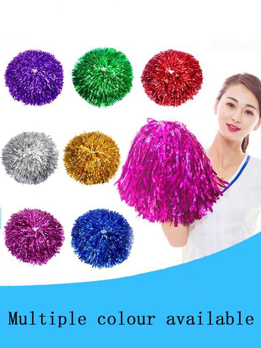 1pc Plain Silk Encryption Pompom Cheerleader Handheld Flower For School Sports Events
