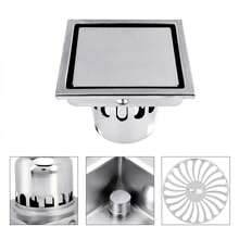 Drenaje de Piso de Acero Inoxidable Forma Cuadrada Baño Anti-Olor Plato de Ducha Inserto Rejilla de desagüe de Suelo Anti-Obstrucción para Cocina Baño Garaje y Sótano - Plateado - Ver 1