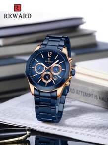 Reward男士不銹鋼表帶運動計時石英錶,具有多種功能 - 彩色 - 查看 7