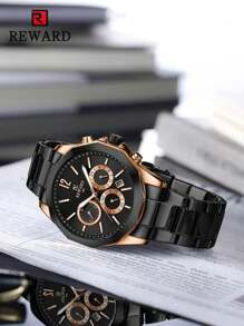 Reward男士不銹鋼表帶運動計時石英錶,具有多種功能 - 彩色 - 查看 4