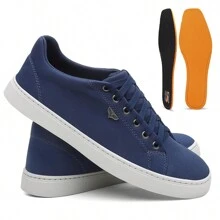 tenis masculino Sola Reta Lançamento Skatista Confortável - Azul - Visão 3
