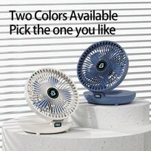 1PC Rechargeable 1200mAh Foldable Desktop Fan Wall Mountable Fan, Portable Air Conditioner, Folding Fan, Table Fan, Small Portable Fan Perfect For Office, Home, Kitchen, Outdoor, 90° Adjustable, Quiet Operation, With Trackless Hook, Three Gears Adjustment, Two Colors Available.
