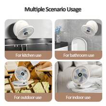 1PC Rechargeable 1200mAh Foldable Desktop Fan Wall Mountable Fan, Portable Air Conditioner, Folding Fan, Table Fan, Small Portable Fan Perfect For Office, Home, Kitchen, Outdoor, 90° Adjustable, Quiet Operation, With Trackless Hook, Three Gears Adjustment, Two Colors Available.
