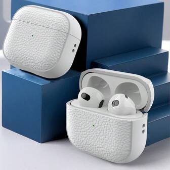 Case Compatible With Airpods 1/2, Airpods Pro, AirPods Pro2, AirPods 3, AirPods 4, TPU Simulated Leather Case High-Looking, Comprehensive Protection With Keychain