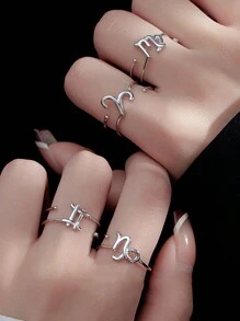 ESBERRY 1 st. S925 sterlingsilver minimalistisk justerbar tolv stjärnteckensring för kvinnor fina smycken för kvinnor present festivalpresent festpresent födelsedagspresent vardagskläder - Silver - Visa 5