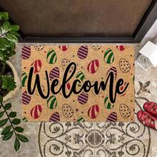 1入組「歡迎復活節彩蛋」防滑絨面歡迎地墊,適用於復活節新居禮物或前門家裝 - 卡其色 - 查看 4