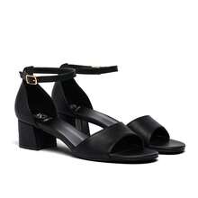 Sandalias de Dama Tacon Zapotos Bajo Mujer Fiesta Moda Comfort Weide - Negro - Ver 4