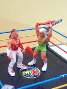 12 unidades Figuras de acción de lucha libre con set de ring de 4 esquinas, accesorios y modelos en miniatura creativos. Estilo y color al azar, algunos accesorios pueden tener diferentes colores. Empaque frágil durante el tránsito. Decoración de habitación - Albaricoque - Ver 5
