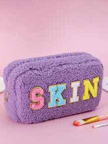 1 Piece Women Girls Cute Plush Fuzzy Hair Skin Face Bath Chenille Letter Preppy Patches Makeup Bag Travel Cosmetic Pouch With Zipper For Women Travel Toiletry Storage Organization,Makeup Bag,Make Up Bag,Makeup Bags,Cosmetic Bag,Makeup Organiser,Travel,Makeup Pouch,Bag,Vanity,Make Up Pouch,Travel Essentials,Pouch Bag,Make Up Bags,Bags,Travel Essential,Vanity Accessories,Small Makeup Bag,Makeup Pouch,Cosmetic Bag,Travel Essential,Large Capacity,Large Makeup Bag,Christmas Gifts,Pouch,Travel,Gifts For Women,Women's Necessaire,Travel Essential,Pouch,Clutch / Small Handbag,Necessaire,Makeup Organizer,Makeup Organize,Pouch,Brush Holder,Mini Pouch,Large Capacity Pouch,Gifts For Women,Christmas Gifts,Gift Ideas For Women