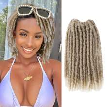 1 Pack 20 Strands Short Blonde Locs Dreadlock Hair Extensions For  6 Packs 120 Strands Pre-Looped Crochet Twist Braiding Hair Afro Locs Braided Dreadlock Extensions 12 Inch (27/613) - Gold - View 1