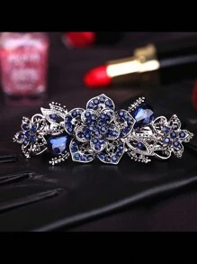 1pc Dark Color Spring Clip Hair Clip For Women, Zinc Alloy, Fashionable & Elegant Hair Accessory With Rhinestone, Adult Women, Simple & Anti-Slip Hairpin, Suitable For Parties, Shopping & Commuting Boho, School Stuff, Looks Of Party, Hair Accessories - Multicolor - View 10