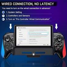 Switch Controller Compatible With Switch/Switch OLED, Rechargeable Plug-In Switch Controller, One Piece Ergonomic Grip Switch Controller For Handheld Mode With Turbo,Dual Vibration,6-Axis Motion Control. - Blue Red - View 7
