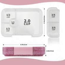 Caja de almuerzo bento de material de tritan con brillo - Envase de almuerzo grande - 4-6 compartimentos, a prueba de fugas, asa portátil, apto para microondas y lavavajillas