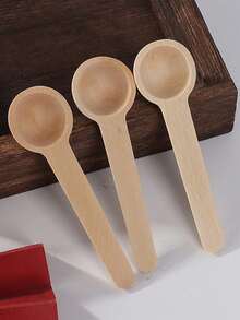 10pcs Wooden Spoon Durable Tableware Bamboo Scoop Coffee Honey Teaspoon Stirrer Dessert Honey Soup Cutlery Home Tableware - Brown - View 2