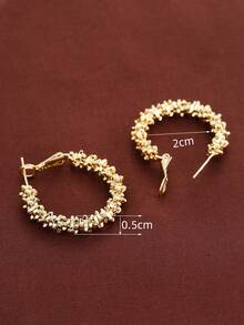 1pair Sleek Round Ring Design Exquisite Copper Ear Cuff For Women - Multicolor - View 5