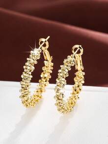 1pair Sleek Round Ring Design Exquisite Copper Ear Cuff For Women - Multicolor - View 1