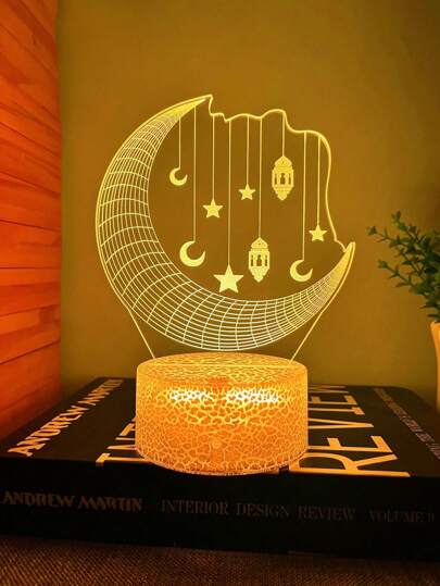 1pc Creative 3d Usb Night Light With Star & Moon Shape, A Festival Gift For Room Decoration