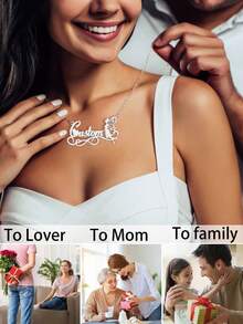Cá nhân hóa Lady Phong tục Thời trang đơn giản Thép không gỉ Elf Tên Dây chuyền Ngày lễ Mẹ Ngày lễ tình nhân Đến Kỷ niệm Tốt nghiệp Bạn thân Bạn Sinh nhật Cao-kết thúc Vật rủ xuống Qủa tặng - Bạc - Xem 9