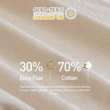 Simple&Opulence 6pcs Belgian Linen Sheet Set 30% Flax 70% Cotton Solid Color - 6 Pieces (1 Flat Sheet & 1 Fitted Sheet & 4 Pillowcases) 16" Deep Pocket Natural Flax Cotton Blended Soft Bedding Set For All Season - מצעים - ראה 2