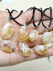 1 Piece Asymmetrical Natural Quartz Crystal Citrine Necklace Pendant Jewelry - Multicolor - View 4