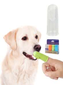 4入組狗狗牙刷手指套,適用於貓狗口腔護理與牙結石去除,寵物口腔衛生用品 - 無色 - 查看 1