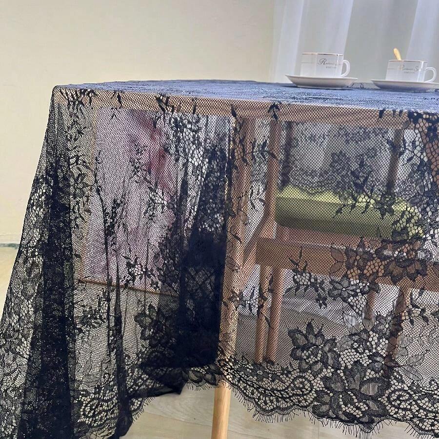 1入組,復古蕾絲桌布,現代化聚酯纖維廚房桌布,鄉村婚禮桌布,農家派對家居裝飾,婚禮派對裝飾,派對用品,生日派對用品,禮品包裝用品。 - 黑色 - 查看 1