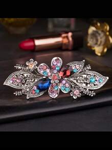 1pc Dark Color Spring Clip Hair Clip For Women, Zinc Alloy, Fashionable & Elegant Hair Accessory With Rhinestone, Adult Women, Simple & Anti-Slip Hairpin, Suitable For Parties, Shopping & Commuting Boho, School Stuff, Looks Of Party, Hair Accessories - Multicolor - View 17