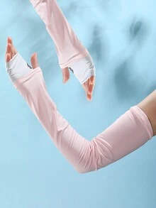 1 đôi ống tay giữ ấm cho nữ/nam, găng tay dài không ngón thoáng khí, chống nắng, thích hợp cho lái xe, đạp xe, làm việc ngoài trời vào mùa xuân/hè. - Tay áo băng khối màu - Xem 7
