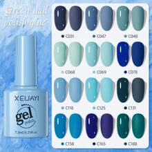 XEIJAYI 1瓶7.3毫升蓝色指甲油凝胶，美甲用品，半永久美甲，可卸LED/UV凝胶指甲油 - 藍色 - 查看 4
