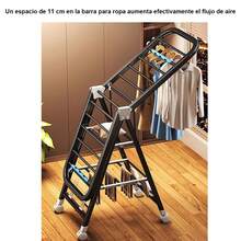 Tendedero de ropa plegable, varilla de secado de ropa de pie para el hogar, tendedero simple para colgar ropa - Negro - Ver 7