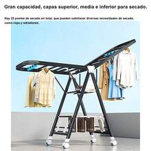 Tendedero de ropa plegable, varilla de secado de ropa de pie para el hogar, tendedero simple para colgar ropa - Negro - Ver 5