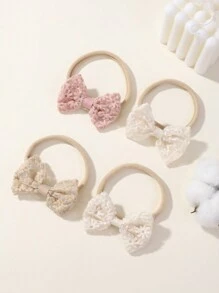 4 sztuki Hollow Out Lace Butterfly Shaped High Elastic Hairband dla dzieci, akcesoria do włosów Love Valentine - Wielokolorowe - Zobacz 2