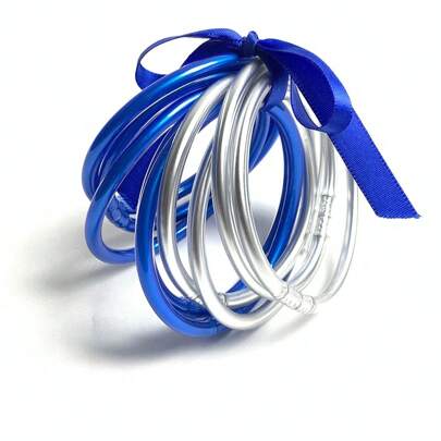 1 Set de 9 piezas de brazaletes de gelatina de estilo cinta con relleno de purpurina en colores de dopamina, estilo dulce para mujer, accesorios DIY para fiestas y uso diario
