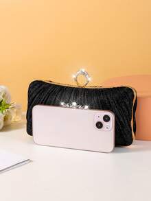 女士晚宴手拿包,派對、舞會小錢包,正式場合裝束或旗袍手袋 - 黑色 - 查看 3